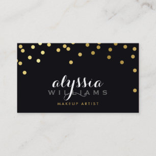 GLAMOROUS confetti shiny gold foil bold black Business Card