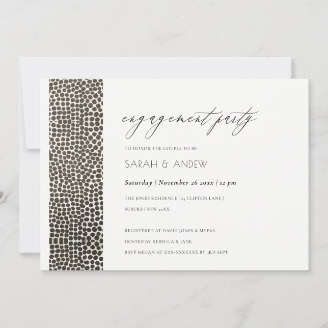 GLAMOROUS COPPER SILVER DOTS MOSAIC ENGAGEMENT INVITATION (Front)