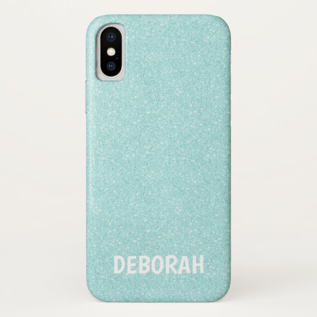 Glamorous Glitter Aquamarine  | Girly Lady Boss Case-Mate iPhone Case (Back)
