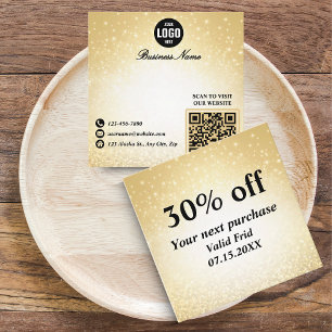 Glamorous Glitter Gold QR Code Loyalty Discount