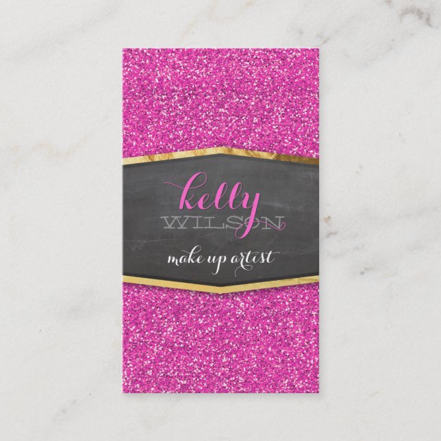 GLAMOROUS gold foil elegant bold pink glitter look Business Card (Front)