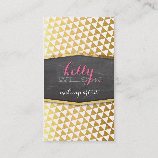 GLAMOROUS gold foil modern geo triangle pattern Business Card (Front)