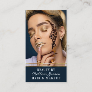 Glamorous Gold Glitter Drip Navy & Gold Glam Lips  Business Card