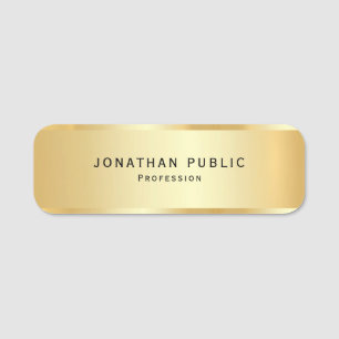 Glamorous Gold Look Elegant Template Professional Name Tag