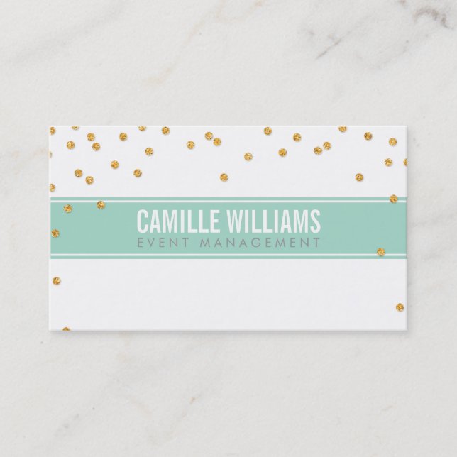 GLAMOROUS gold sparkly glitter confetti mint green Business Card (Front)