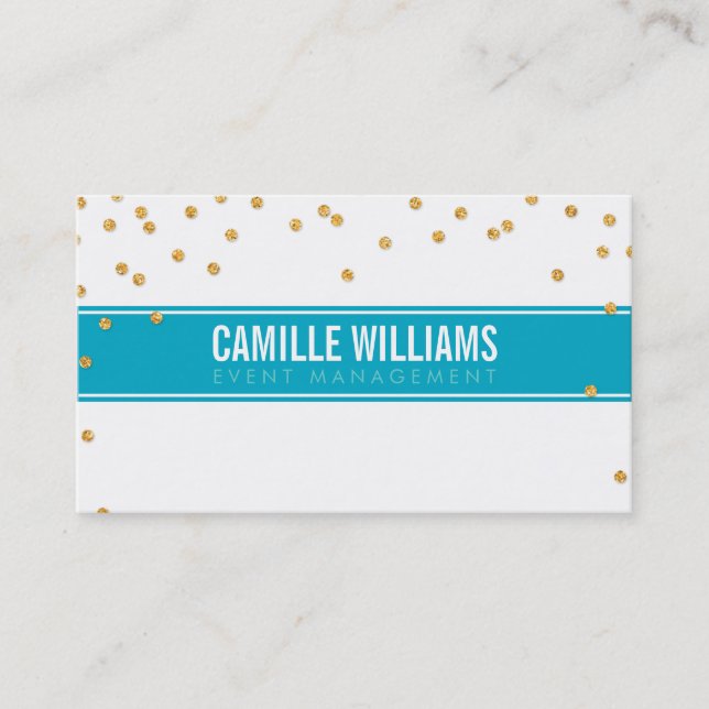 GLAMOROUS gold sparkly glitter confetti turquoise Business Card (Front)