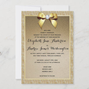 Glamorous Gold & Stylish Gem Wedding Invitation