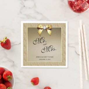 Glamorous Gold & Stylish Gem Wedding Napkin