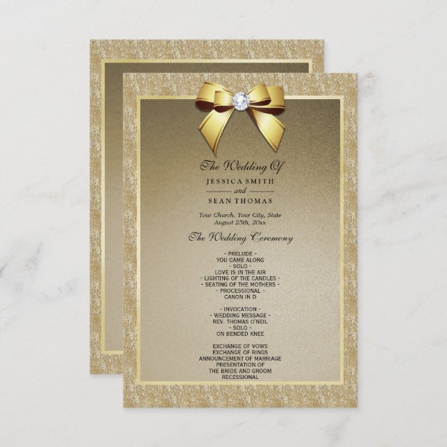 Glamorous Gold & Stylish Gem Wedding Program (Front/Back)