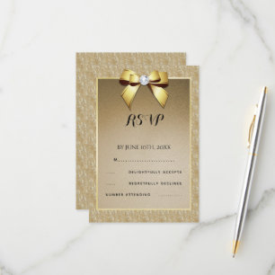 Glamorous Gold & Stylish Gem Wedding RSVP Card