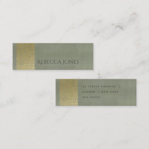 GLAMOROUS GOLD VELVET GREY MOSAIC DOTS ADDRESS MINI BUSINESS CARD