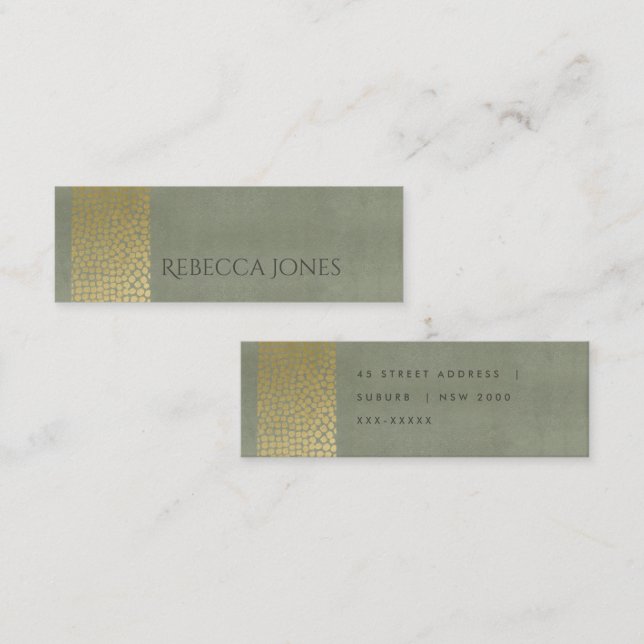GLAMOROUS GOLD  VELVET GREY MOSAIC DOTS ADDRESS MINI BUSINESS CARD (Front/Back)