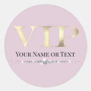 Glamorous Gold VIP on Pink Classic Round Sticker