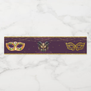 Glamorous Masquerade Party Favors Water Bottle Label