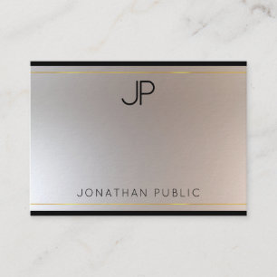 Glamorous Modern Monogram Gold Silver Template Business Card