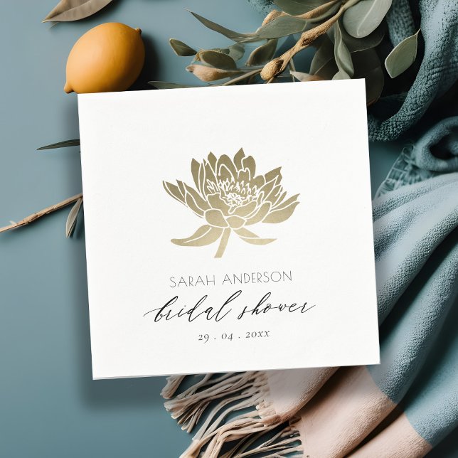 GLAMOROUS PALE GOLD WHITE FLORAL BRIDAL SHOWER NAPKIN (Creator Uploaded)