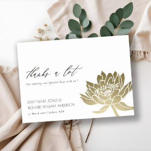 GLAMOROUS PALE GOLD WHITE LOTUS FLORAL THANK YOU