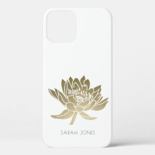 GLAMOROUS PALE GOLD WHITE LOTUS SAVE THE DATE GIFT iPhone 12 CASE