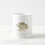 GLAMOROUS PALE GOLD WHITE LOTUS SAVE THE DATE GIFT COFFEE MUG<br><div class="desc">If you need any further customisation or any other matching items,  please feel free to contact me at yellowfebstudio@gmail.com</div>