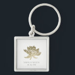GLAMOROUS PALE GOLD WHITE LOTUS SAVE THE DATE GIFT KEY RING<br><div class="desc">If you need any further customisation or any other matching items,  please feel free to contact me at info@yellowfebstudio.com</div>