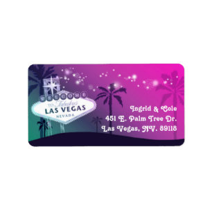 Glamorous Pink Las Vegas Wedding Address Label