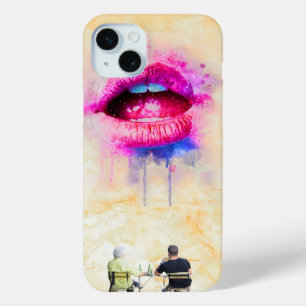  Glamorous Pink Lip Illustration iPhone 15 Mini Case