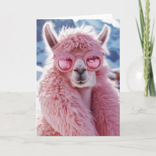 Glamorous Pink Llama - Winter Fashion Icon Invitation