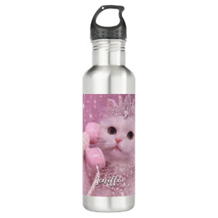 Glamorous Princess Cat Using Telephone             710 Ml Water Bottle