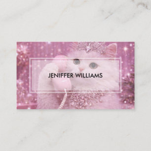 Glamorous Princess Cat Using Telephone             Business Card