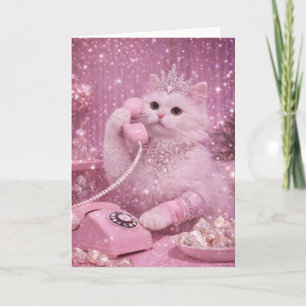 Glamorous Princess Cat Using Telephone Card