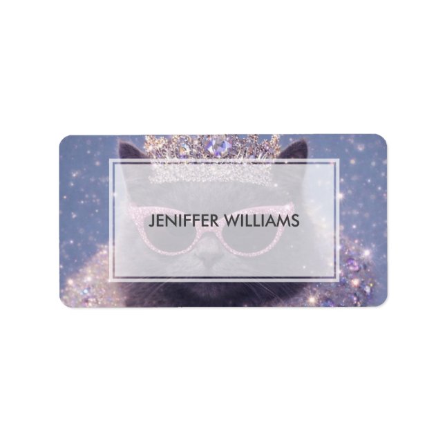 Glamorous Queen Cat Sparkling Fantasy Portrait     Label (Front)
