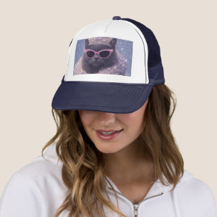 Glamorous Queen Cat Sparkling Fantasy Portrait Trucker Hat