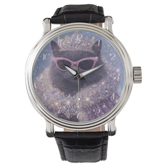 Glamorous Queen Cat Sparkling Fantasy Portrait     Watch (Front)