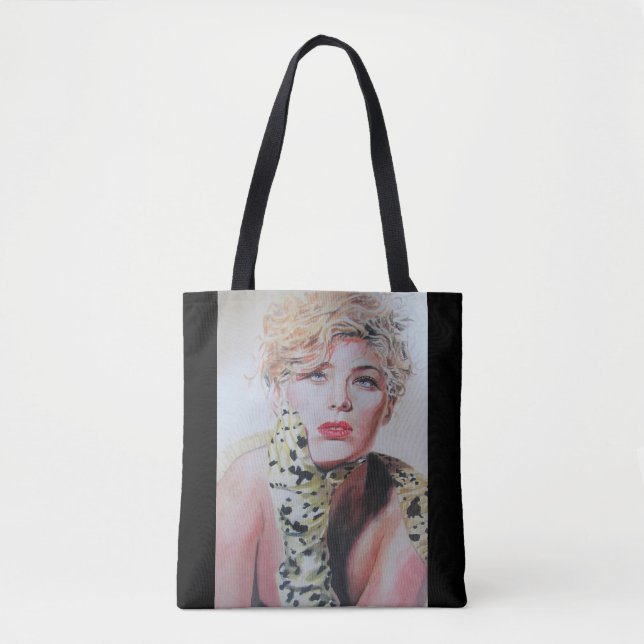 Glamorous Retro Woman Watercolor Painting art Tote Bag (Front)