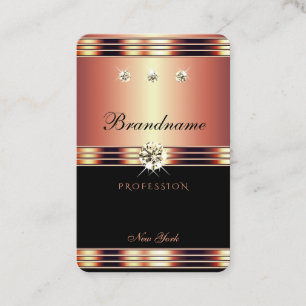 Glamorous Rose Gold Black with Sparkling Diamonds Business Card