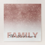 Glamorous Rose Gold Glitter Sequin Ombre Family Jigsaw Puzzle<br><div class="desc">This chic and glamorous design is perfect for the trendy and stylish woman. It depicts a faux printed sparkly rose gold glitter sequin and white ombre gradient. It's modern, girly, pretty, and cool Just customize this design with your own personalized monogram family name. ***IMPORTANT DESIGN NOTE: For any custom design...</div>