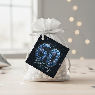 Glamorous Sapphire Blue Jewel Mosaic 60th Birthday Favour Tags