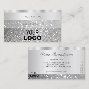 Glamorous Silver Sparkling Glitter Add Logo Luxury Business Card
