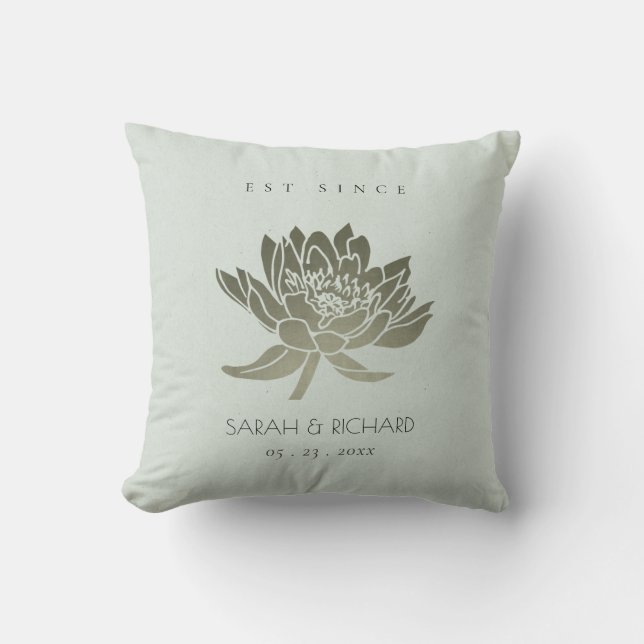 GLAMOROUS SKY BLUE SILVER LOTUS SAVE THE DATE GIFT CUSHION (Front)
