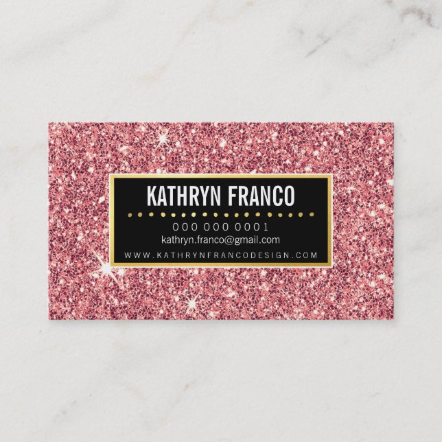 GLAMOROUS SPARKLE cute stylish gold pink glitter Business Card (Front)