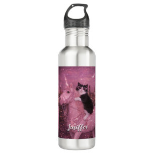 Glamorous Unicorn Cat Under Sparkling City         710 Ml Water Bottle