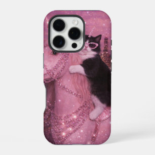 Glamorous Unicorn Cat Under Sparkling City iPhone 16 Pro Case