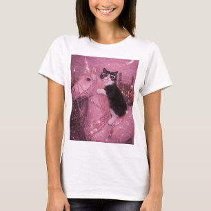 Glamorous Unicorn Cat Under Sparkling City T-Shirt