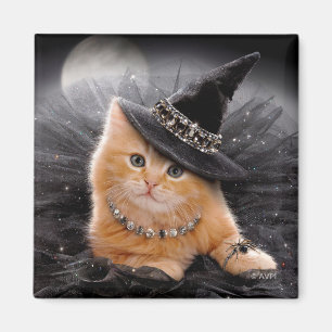 Glamorous Witch Kitten Magnet