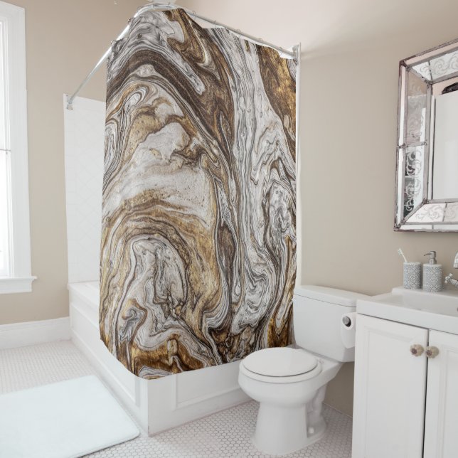 glamour 001 liquid brown colours shower curtain (In Situ)