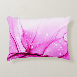 Glamour Alcohol Ink. Red Soft Canvas. Pink Mixed P Decorative Cushion