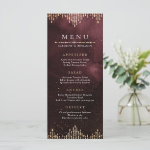 Glamour Art Deco Burgundy Vintage wedding menu