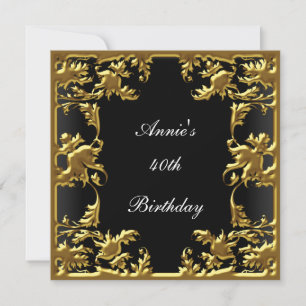 Glamour Birthday Invitation Elegant Black Gold