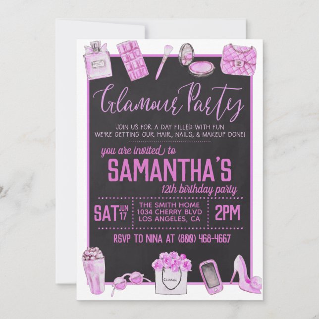 Glamour Birthday Party Invitation (Front)
