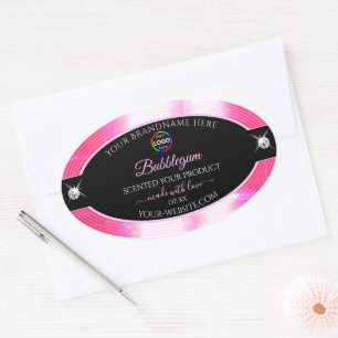 Glamour Black Shiny Girly Pink Logo Product Label